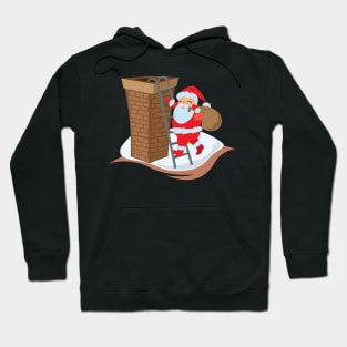 Santa climbing ladder up to chimney Hoodie